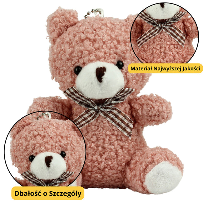 Miś Pluszowy Brelok Zawieszka Ozdoba Różowy 8cm