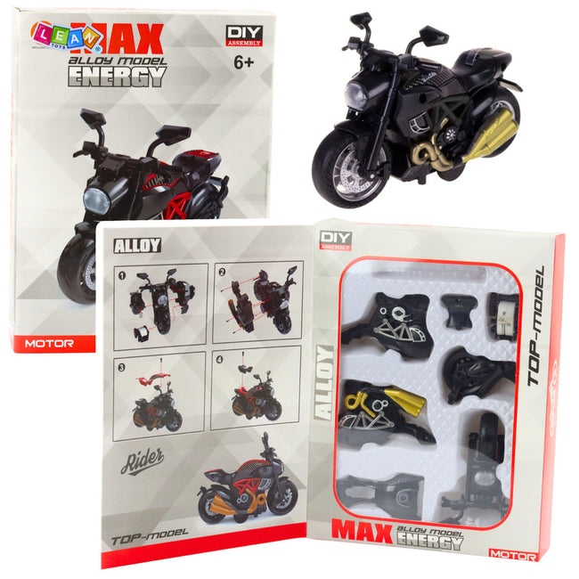 Motocykl Do Składania Skręcania Metal 1:14 DIY Czarny Złote Elementy