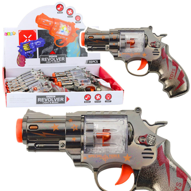 Pistolet Zabawkowy Rewolwer Magazynek Z Kulkami Światła Dźwięki