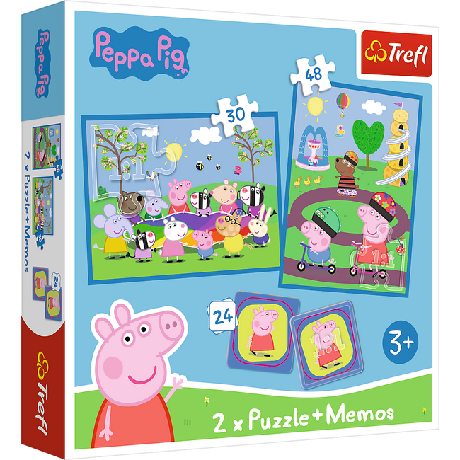 Puzzle + MEMOS - 2w1 (30,48) - Radosne chwile z Świnką Peppą - Trefl 93331
