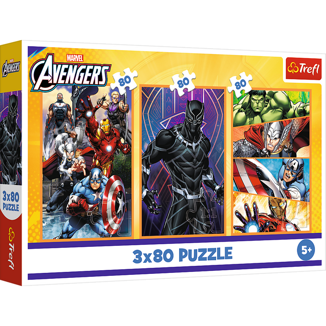 Puzzle - 3x80 - Dni pełne akcji - Disney Marvel The Avengers - Trefl 34883