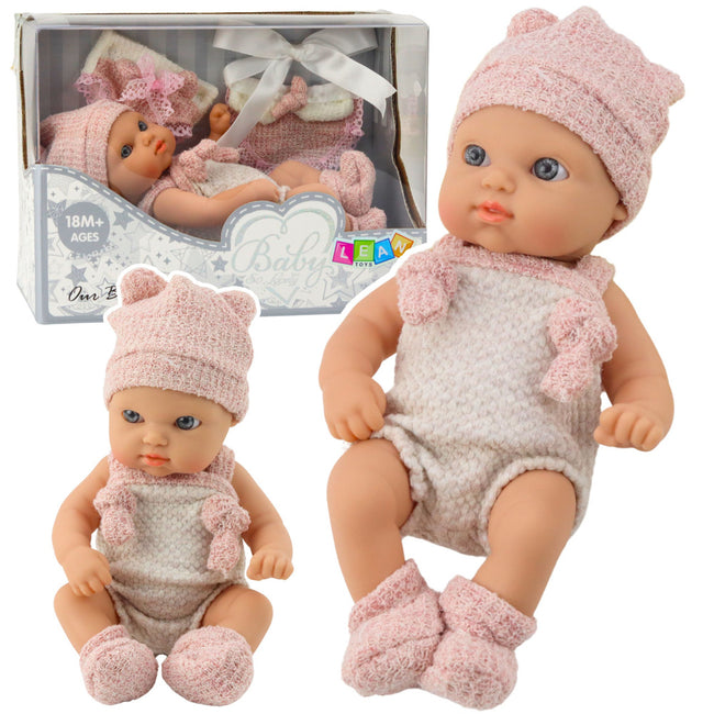 Lalka Bobas Niemowlak Różowe Ubranko Czapeczka Śliniaczek 18 cm