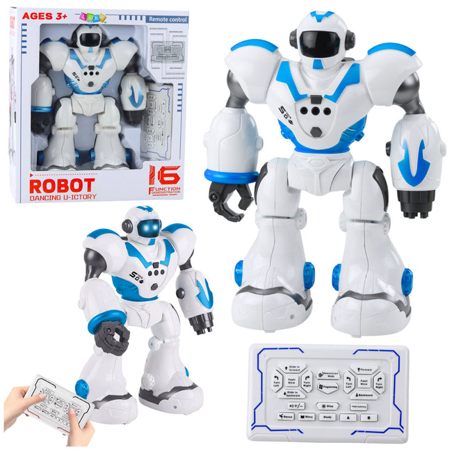 Robot Interaktywny Zdalnie Sterowany RC 16 Funkcji Światła Dźwięki Niebieski