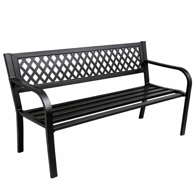 Ławka Ogrodowa Parkowa Taras Ogród Metalowa Oparcie Czarna 120 cm