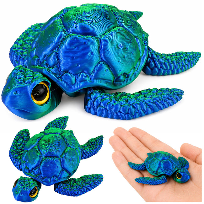 Figurka Żółw Morski 3D Ruchome Płetwy Głowa Niebiesko-Zielony 8 cm