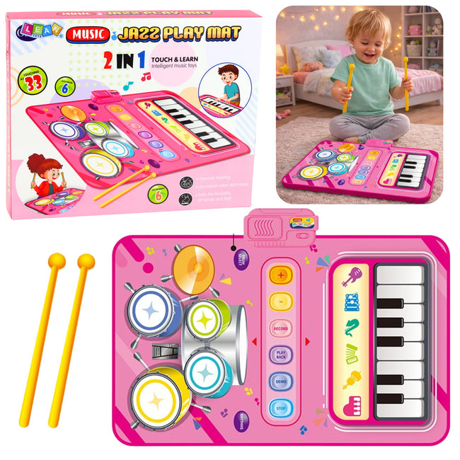 Interaktywna Mata Muzyczna Taneczna Edukacyjna Perkusja Pianinko 2w1