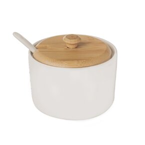 Cukierniczka z łyżeczką porcelanowa biała WHITELINE 240 ml