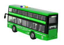 Autobus Piętrowy Na Baterie Światła Dźwięki Napęd Frykcyjny Zielony 1:16