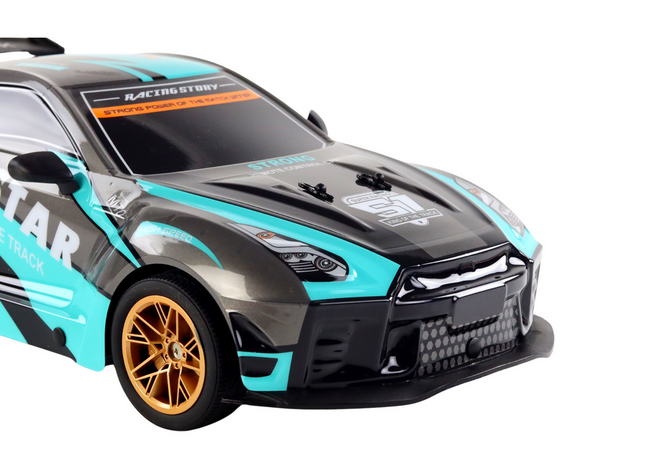 Duże Auto Sportowe Zdalnie Sterowane 1:10 Turkusowo- Czarne