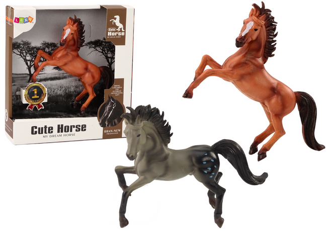 Figurka Konia Brązowy Szary Koń Stojący Stajnia Farma Cute Horse