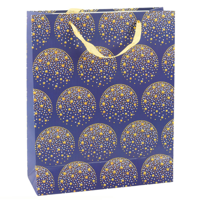 Torba Prezentowa Elegancka Złote Gwiazdki Granatowa 32 x 26 x 12 cm