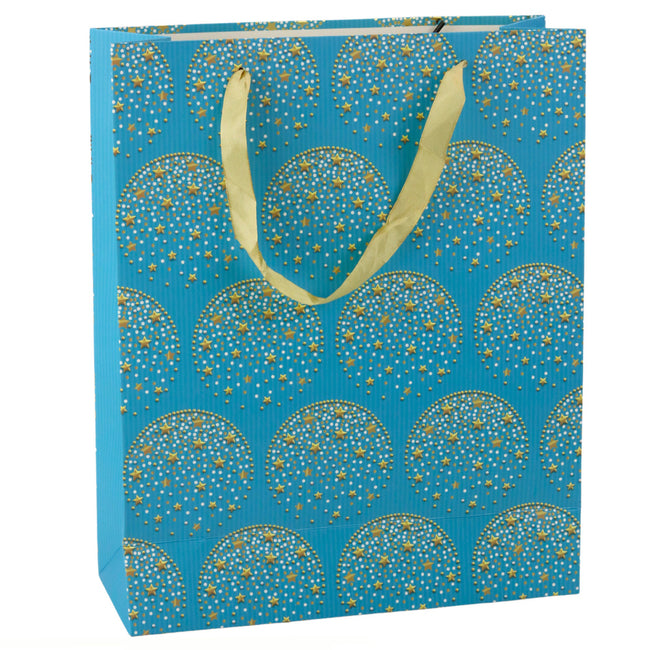Torba Prezentowa Elegancka Złote Gwiazdki Niebieska 32 x 26 x 12 cm