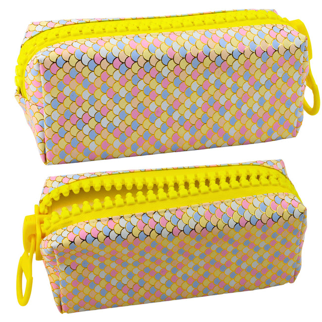 Piórnik Szkolny Organizer Wzór Łusek Syrenich Duży Suwak Kolorowy 21x8cm