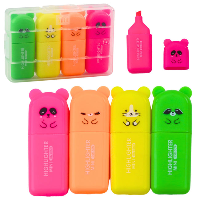Zestaw Mini Zakreślacze Misie Kolorowe Plastikowe Etui 5szt