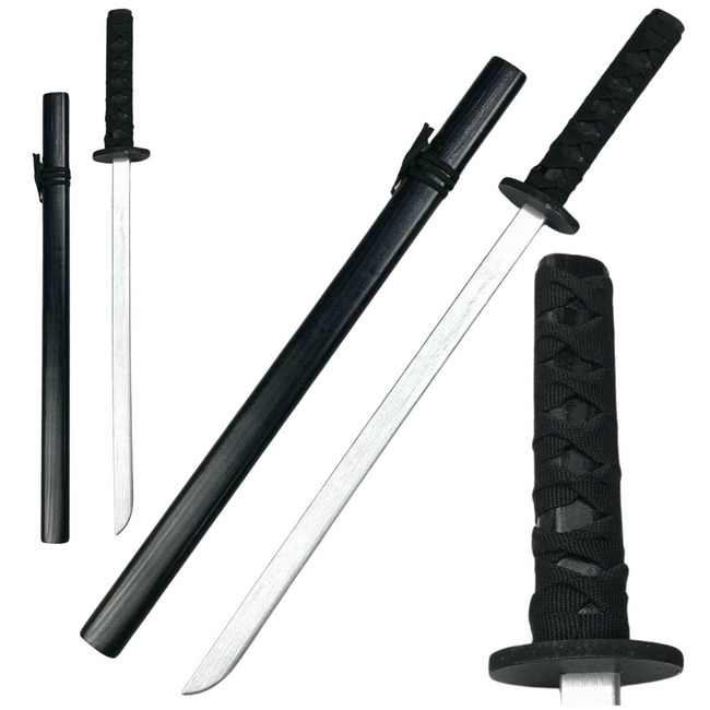 Drewniana Katana Miecz Do Zabawy Treningu Rekwizyt Czarny 70cm