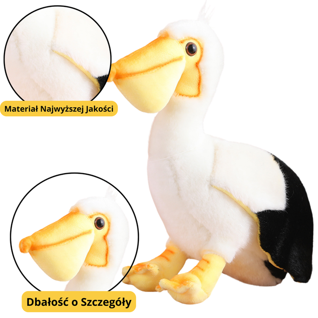 Pluszowy Pelikan Ptak Pluszak Maskotka Przytulanka 24cm