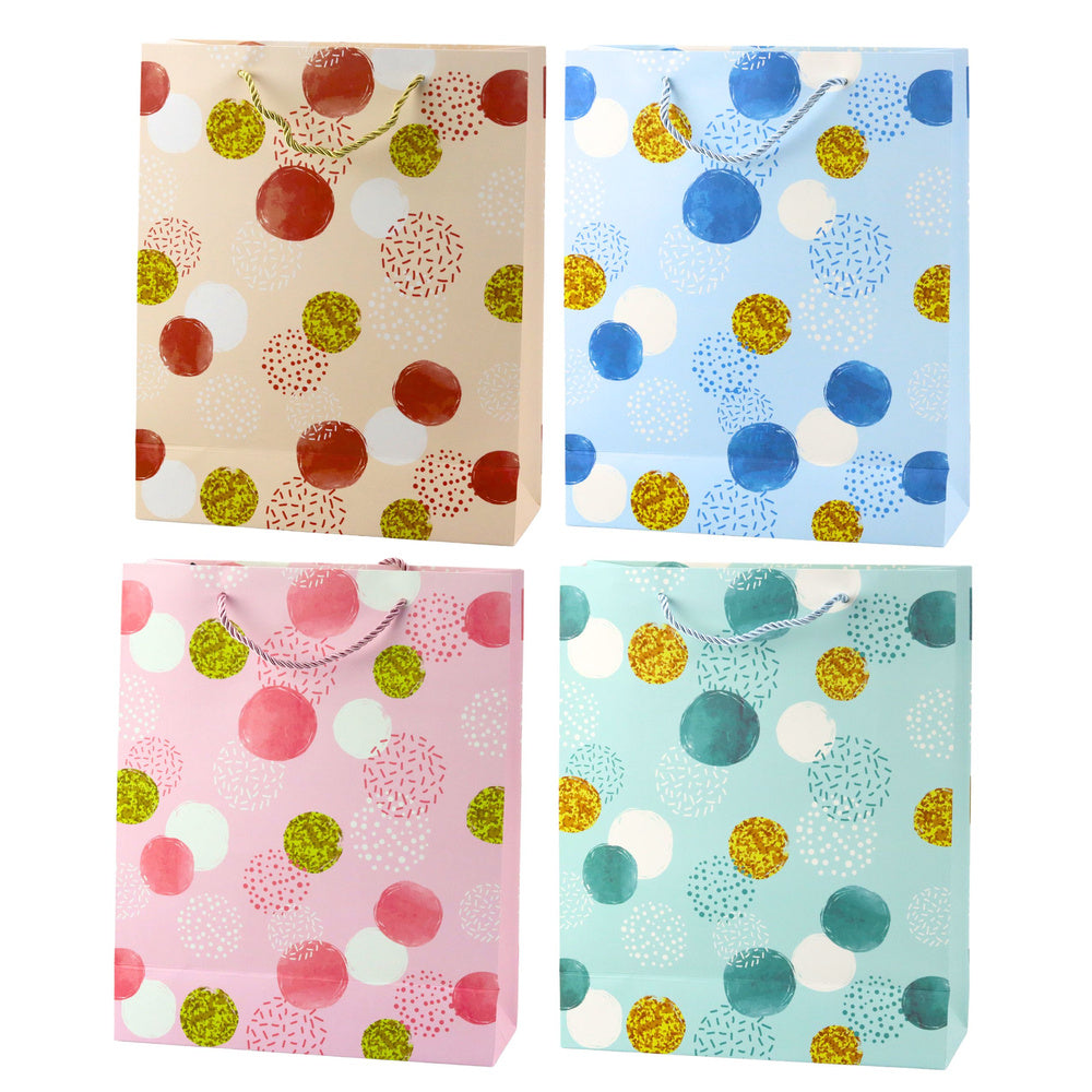 Torba Prezentowa Wzór Złote Kropki Pastelowa  32 × 26 × 10 cm
