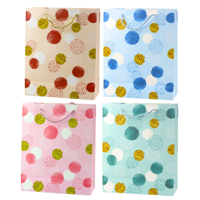 Torba Prezentowa Wzór Złote Kropki Pastelowa  32 × 26 × 10 cm