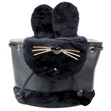 Plecak Dziecięcy Pluszowy Uszy Regulowany Pasek Czarny 22cm 4L