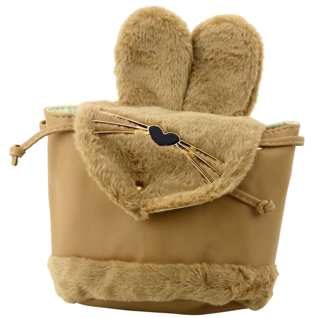 Plecak Dziecięcy Pluszowy Uszy Regulowany Pasek Beżowy 22cm 4L