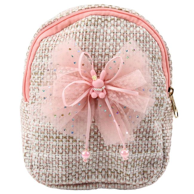 Plecak Dziecięcy Pleciony Kokarda Króliczek Różowy 21cm 2L