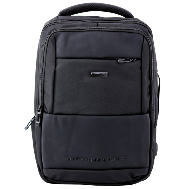 Plecak Miejski Biznesowy USB Pas Piersiowy Czarny 26L 45cm