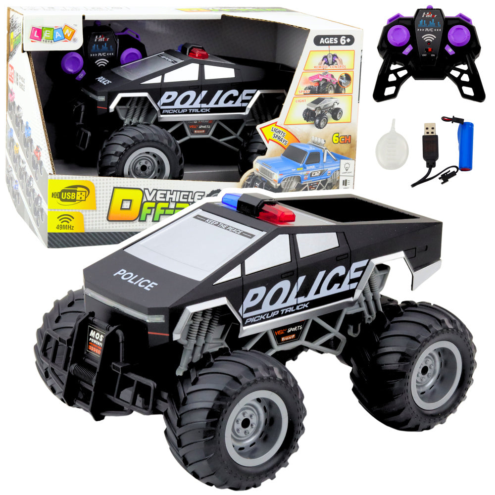 Auto Terenowe Policyjne Off-Road RC Zdalnie Sterowane Czarne 1:16
