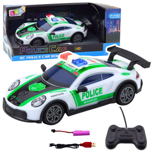 Samochód Policyjny Sportowy Zdalnie Sterowany RC Drift Światła LED 1:22