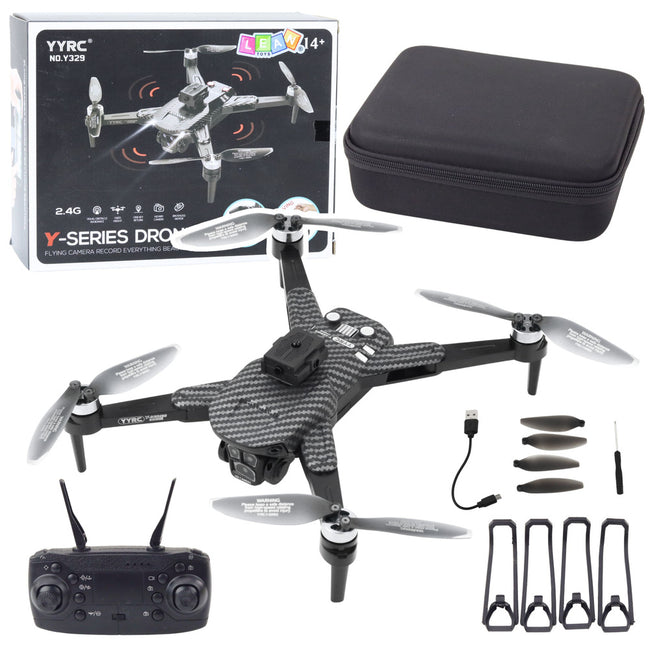 Dron Y329 Kamera HD WIFI Światła LED Aplikacja Czarny Karbonowy