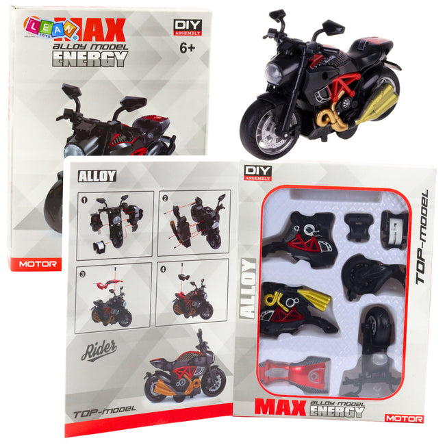 Motocykl Do Składania Skręcania Metal 1:14 DIY Czerwony