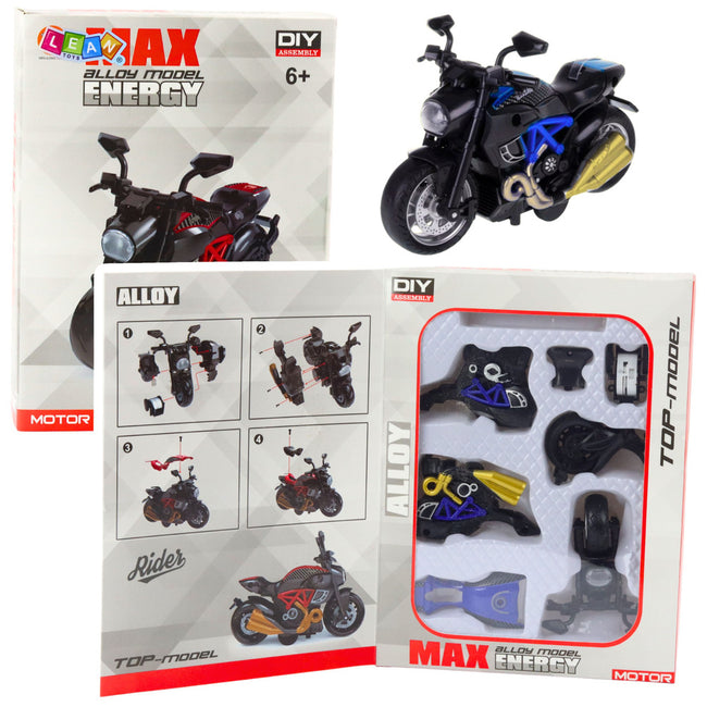 Motocykl Do Składania Skręcania Metal 1:14 DIY Niebieski