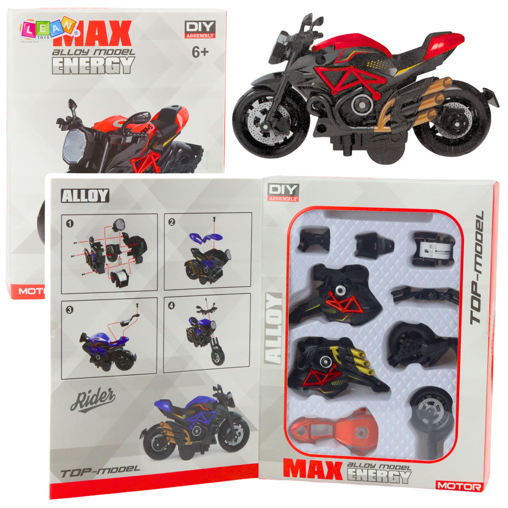 Motocykl Do Składania Skręcania Metal 1:14 DIY Pomarańczowy