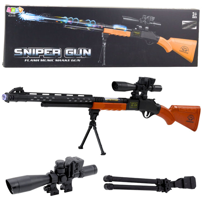Karabin Snajperski Zabawkowy AK-528 Celownik Statyw Światła Dźwięki