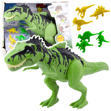 Zestaw Dinozaur Z Małymi Figurki Ruchomy Dźwięki Zielony