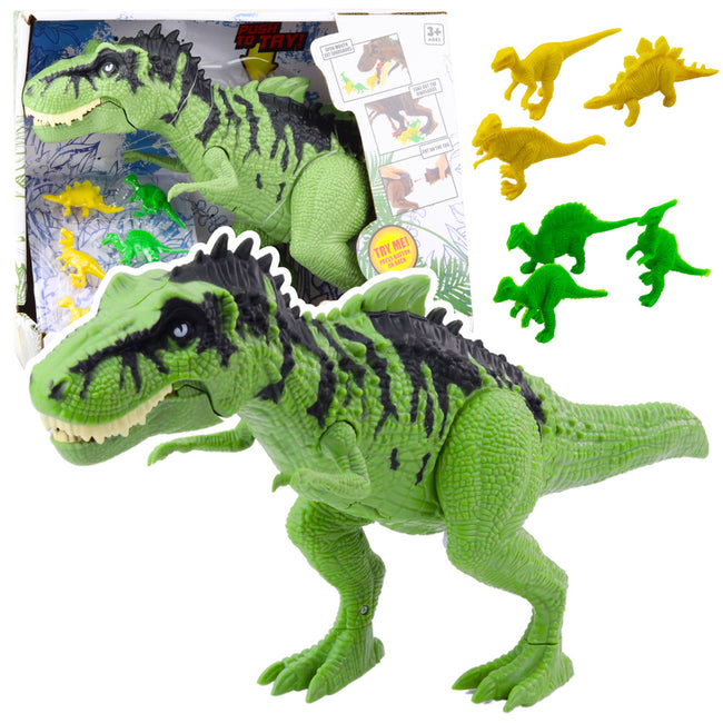 Zestaw Dinozaur Z Małymi Figurki Ruchomy Dźwięki Zielony
