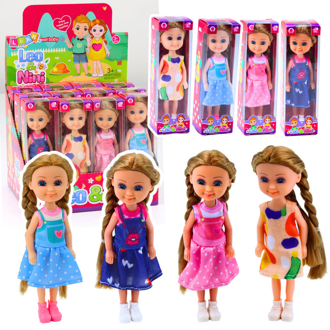 Mini Laleczka Z Długimi Włosami W Sukience 15cm Mix