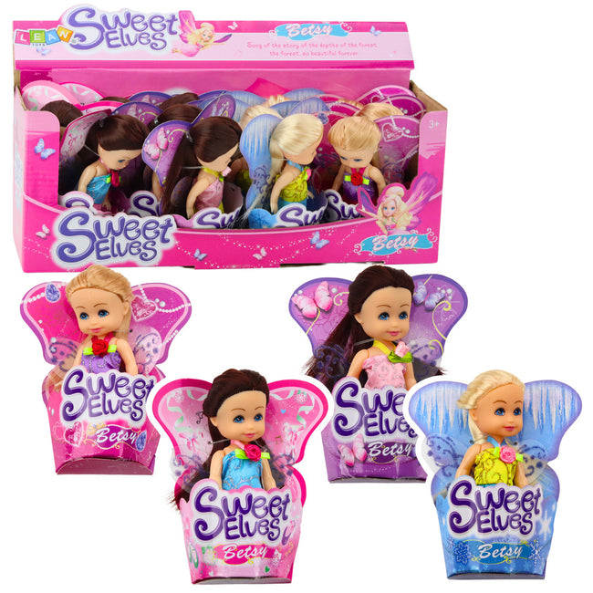Mini Laleczka Wróżka Elf Niebieska Fioletowa Różowa Mix 11,5cm