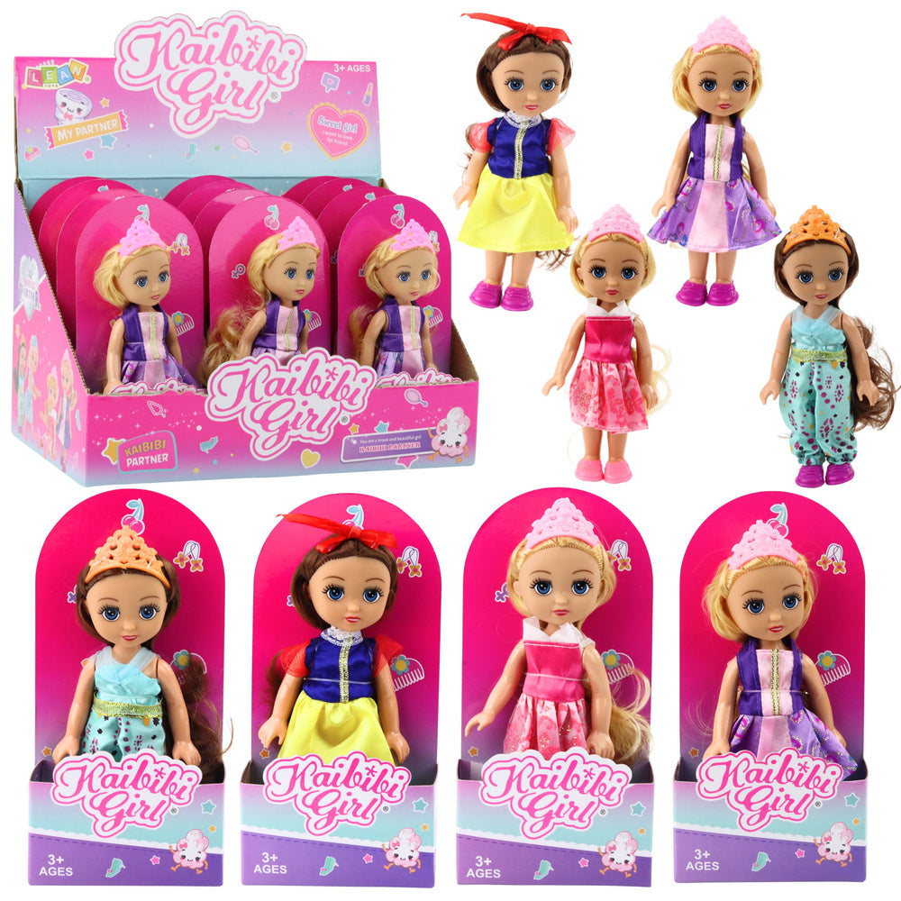 Mini Laleczka Księżniczka Korona Zdobiona Sukienka 17cm Mix