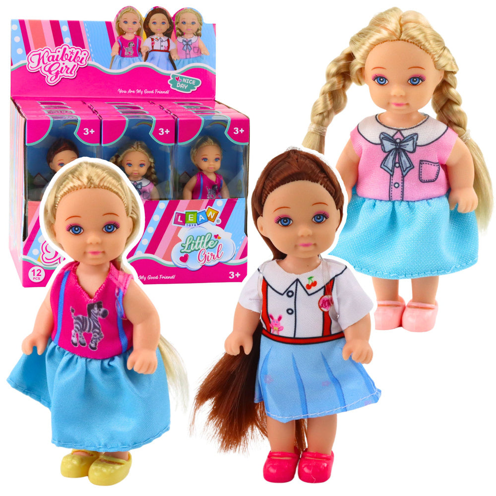 Mini Laleczka Kaibibi Długie Włosy Kolorowa Sukienka 12 cm Mix