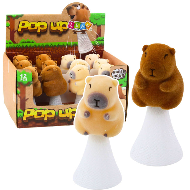 Skacząca Kapibara Na Sprężynie Pop Up Beżowa Brązowa 10cm