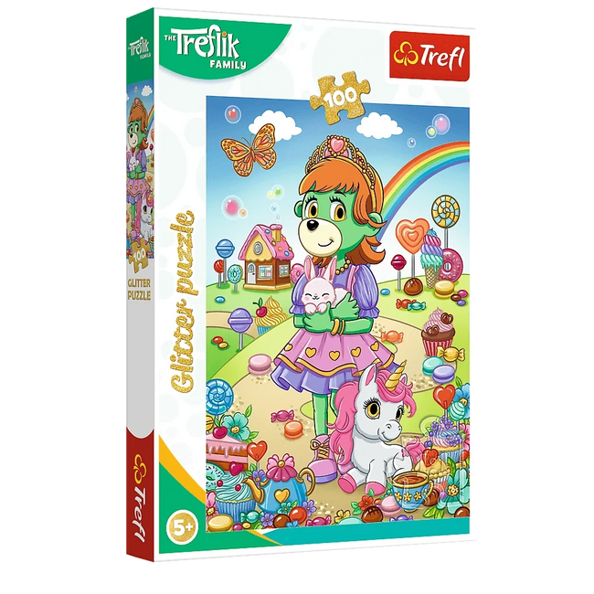 Puzzle - 100 - Rodzina Treflików - Brokatowe Trefliki - Trefl 14833