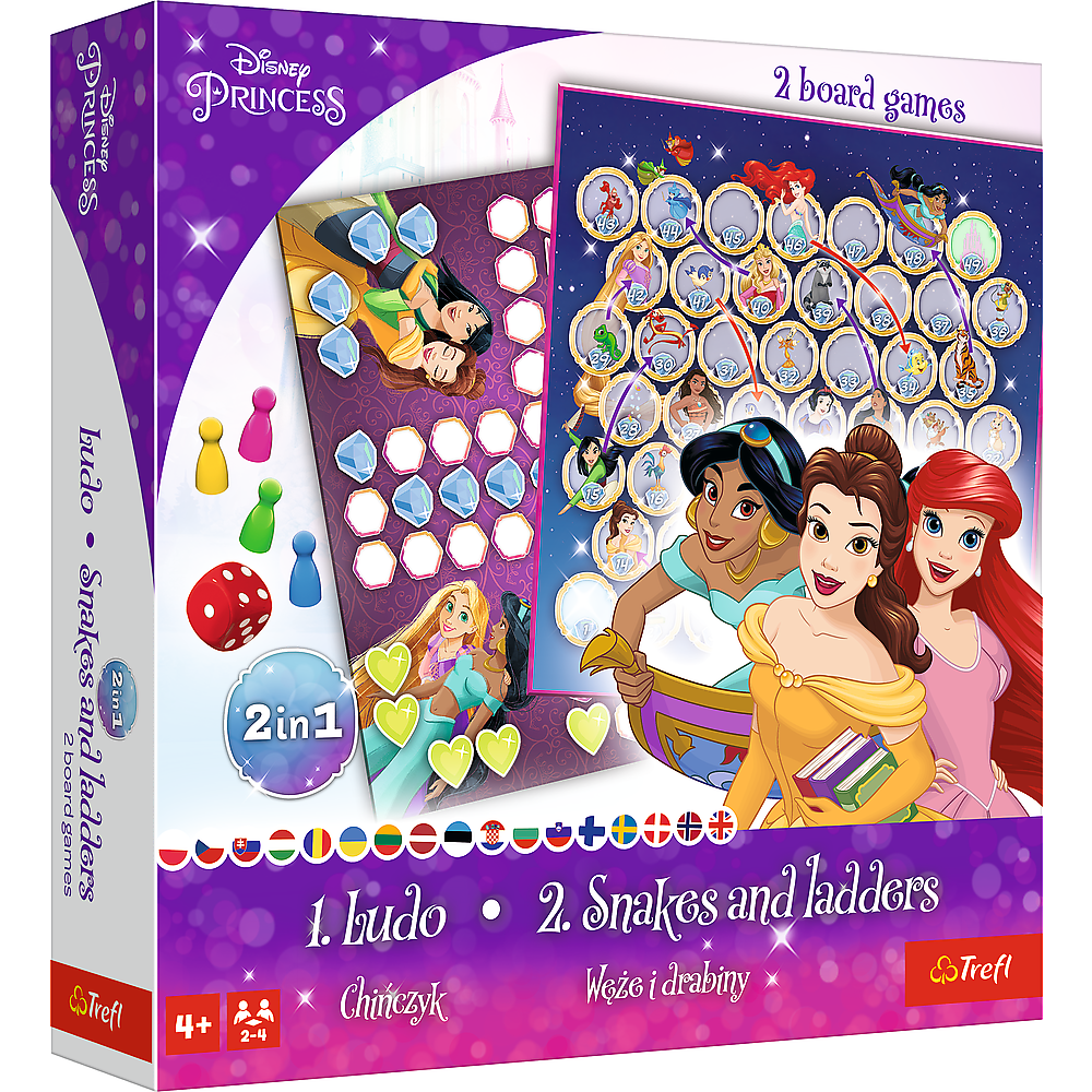 Gra planszowa 2w1 Chińczyk Węże i drabiny Disney Princess Trefl 02418