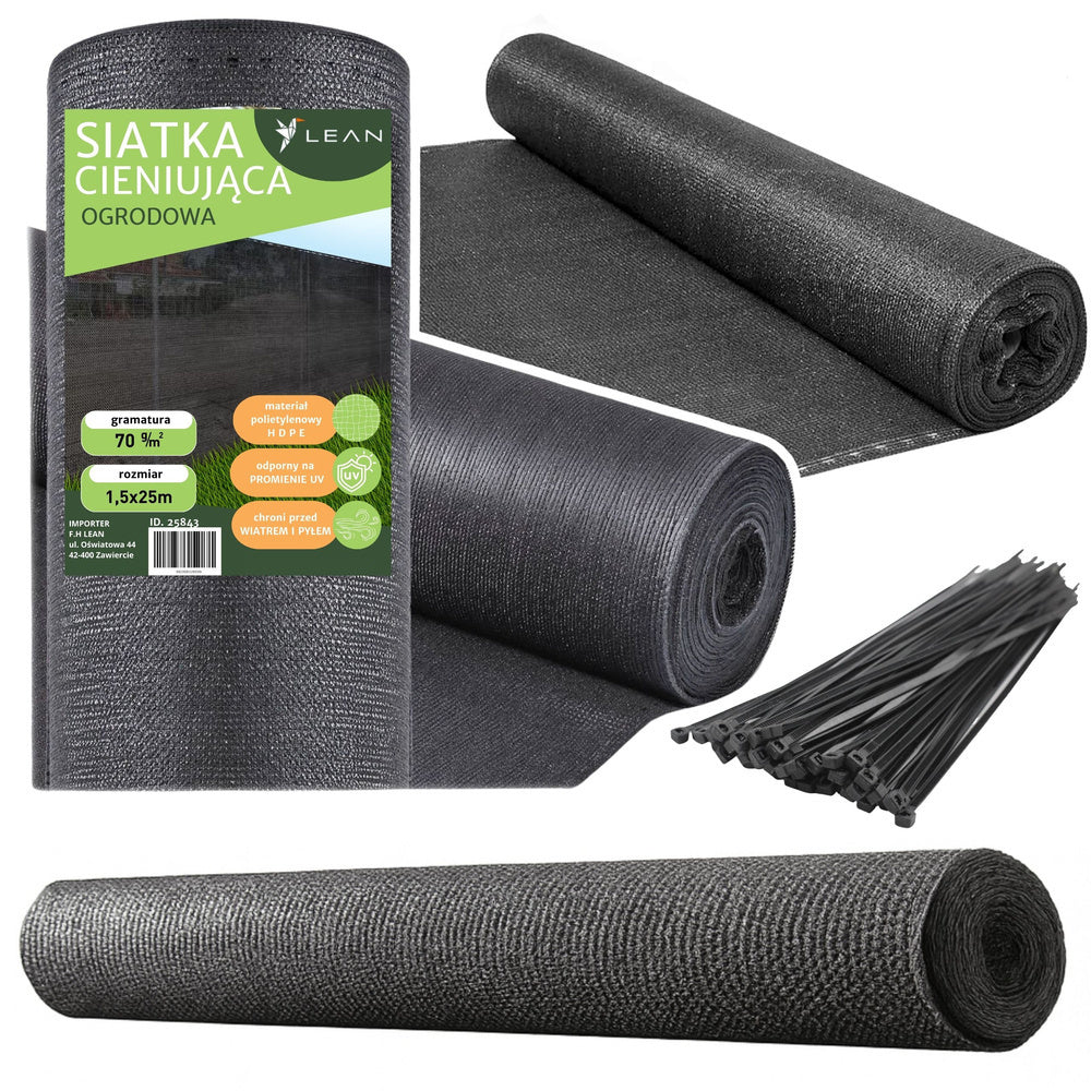 Siatka Cieniująca Na Ogrodzenie Płot Maskująca Czarna 1.5M 25M 70g/m²