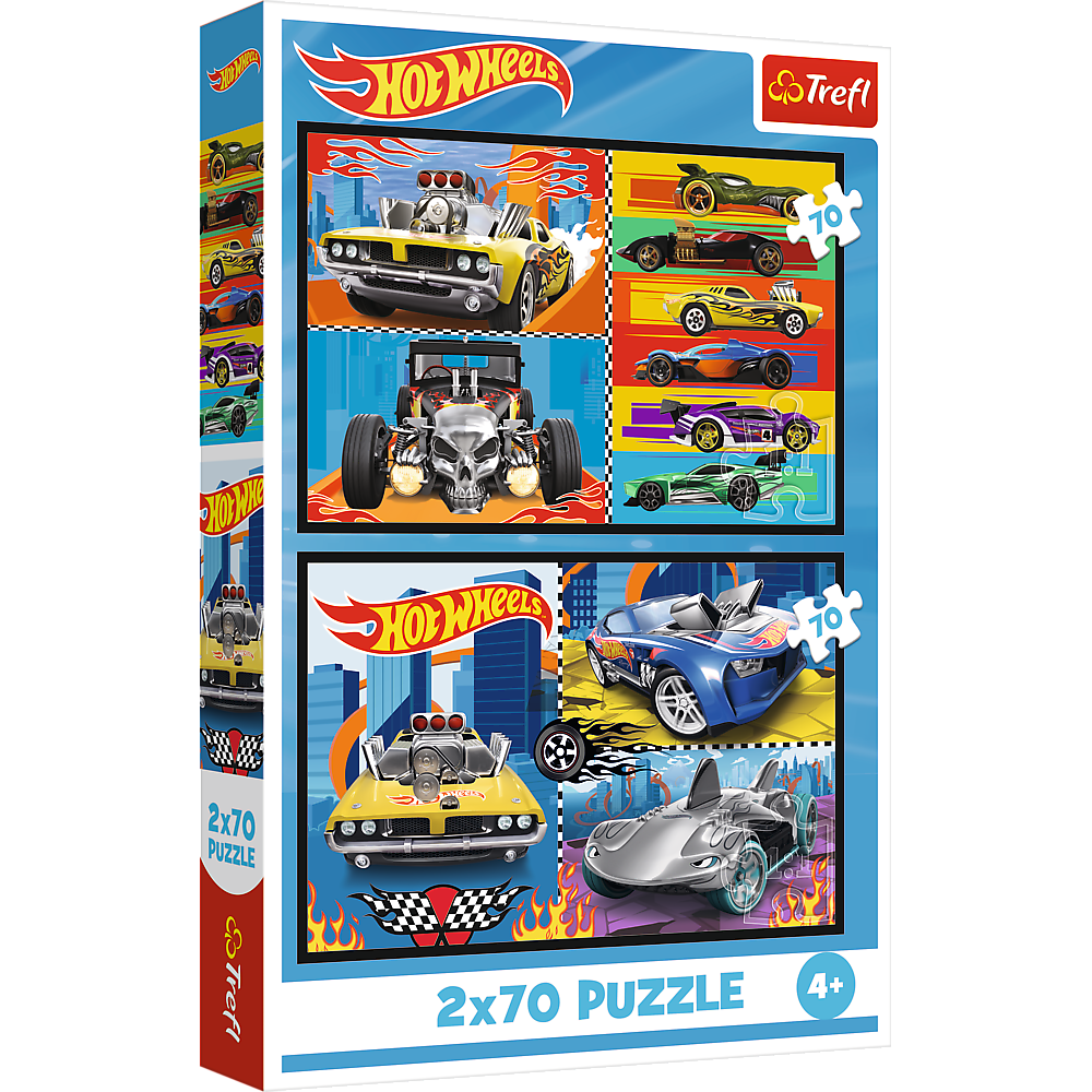 Puzzle - 2x70 - Samochodziki - Hot Wheels - Trefl 34442
