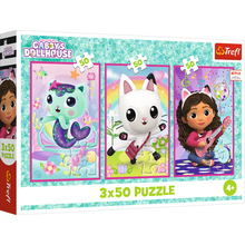 Puzzle - 3x50 - Poznajcie Gabby i kotki - Koci Domek Gabi - Trefl 34876