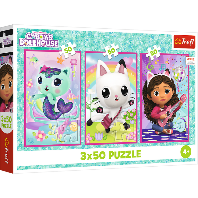Puzzle - 3x50 - Poznajcie Gabby i kotki - Koci Domek Gabi - Trefl 34876