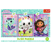 Puzzle - 3x50 - Poznajcie Gabby i kotki - Koci Domek Gabi - Trefl 34876