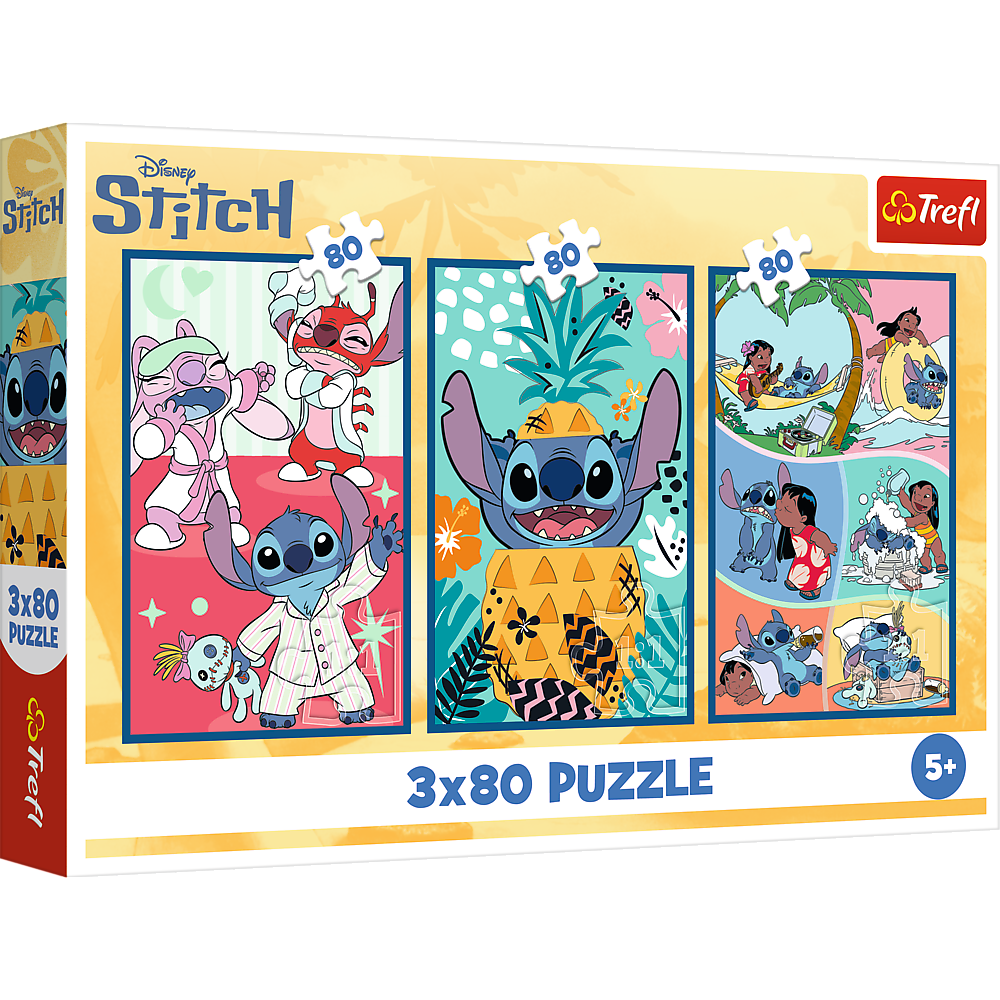 Puzzle - 3x80 - Świat Stitcha - Trefl 34885