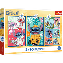 Puzzle - 3x80 - Świat Stitcha - Trefl 34885