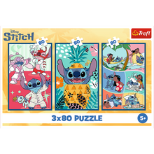 Puzzle - 3x80 - Świat Stitcha - Trefl 34885